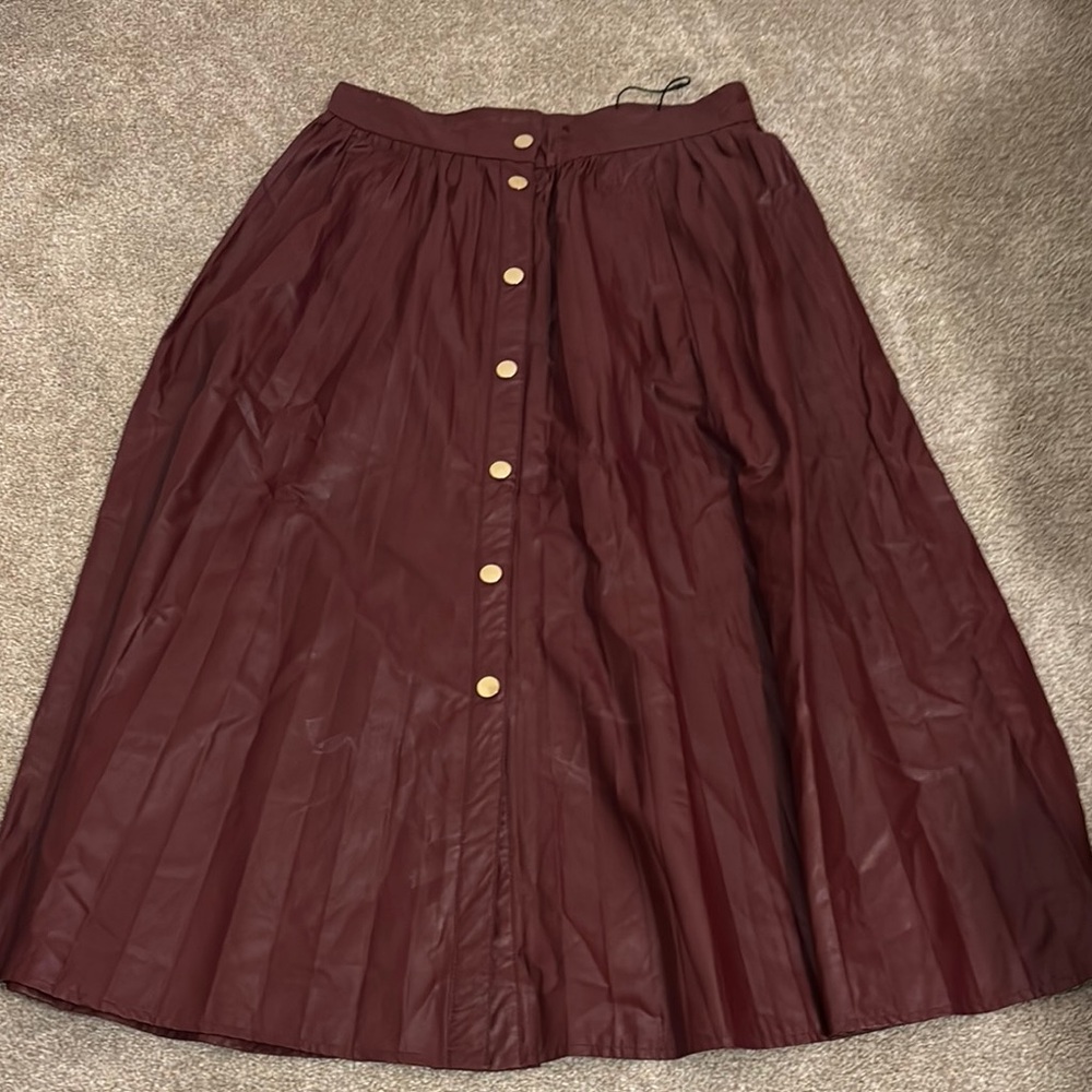 Elegant Burgundy Button-Down Skirt